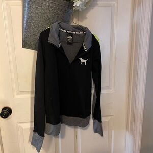 PINK VS Black and Gray Quarter-Zip Pullover Small